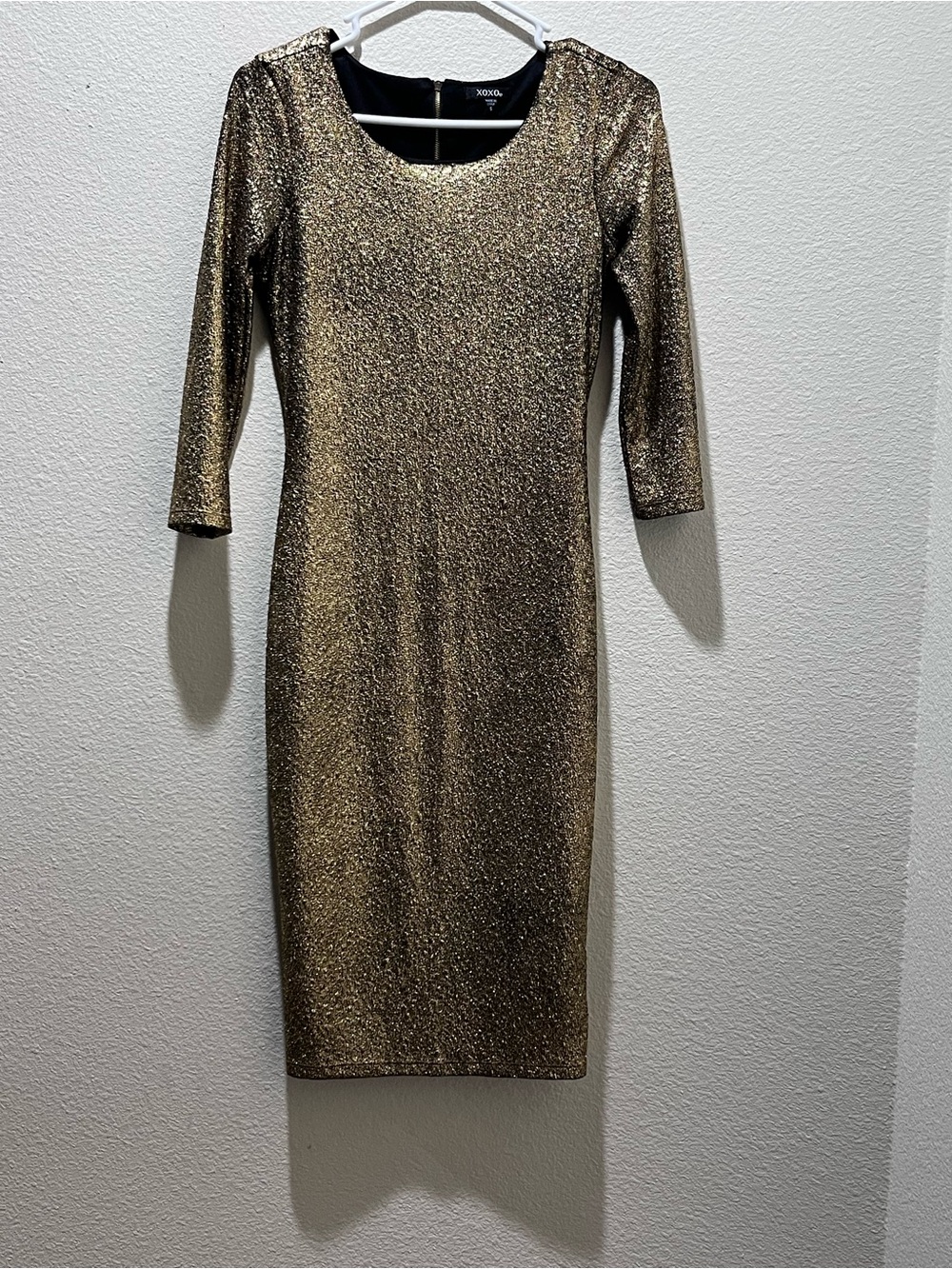 XOXO Metallic Gold Midi Dress